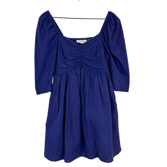 Forever That Girl Dresses & Skirts - Forever That Girl Anthropologie Puff Sleeve Babydoll Mini Dress Blue Cotton - XS